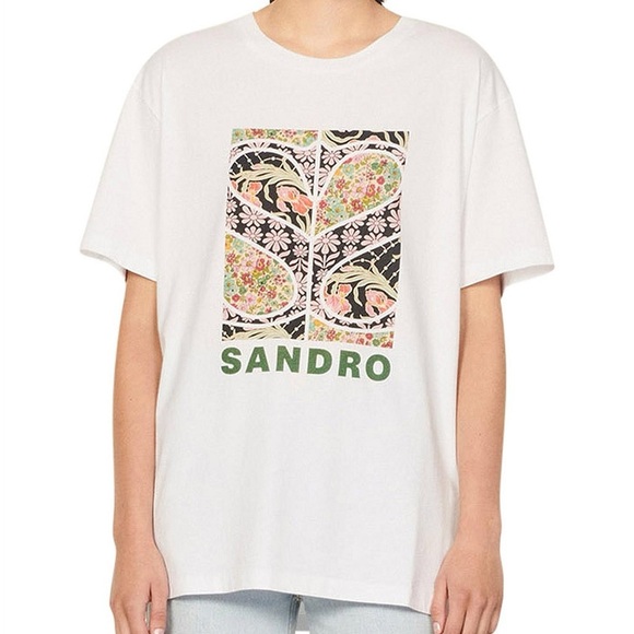 Sandro Igor Graphic Tee T Shirt White Size 4 XL - Picture 1 of 9
